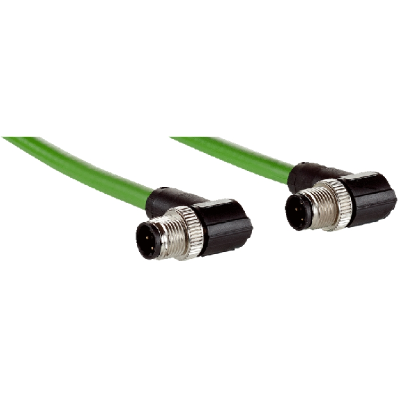 M12D Mâle Coudé 4p/M12D Mâle Coudé 4p; Vert 10m Profinet EtherCAT-Lire la description