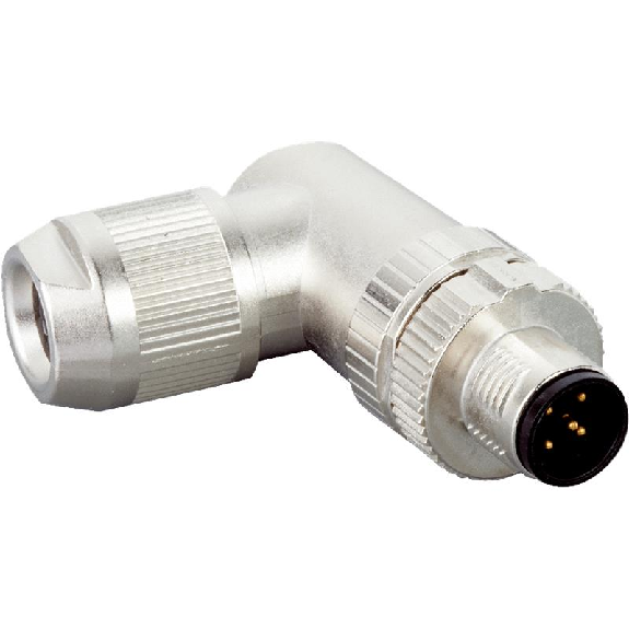M12B Mâle Coudé 5p; Bornes à ressort, 0.14-0.5mm², câble Ø4-8mm-Lire la description