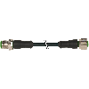 M12A Fem Droit 4p/M12A Mâle Droit 4p; PUR 4x0.34 Noir 5m