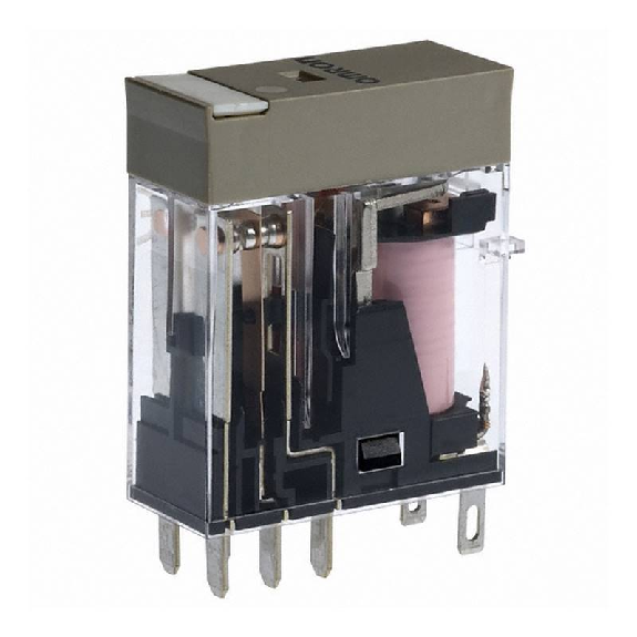 Relais DPDT 5A-250VAC, Ind. méca., Led, 48AC-Lire la description