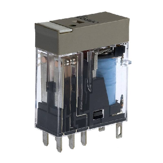Relais DPDT 5A-250VAC, Ind. méca., Led, 48DC-Lire la description