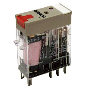 Relais DPDT 5A-250VAC, Ind. méca., Led, BT, 110AC-Lire la description