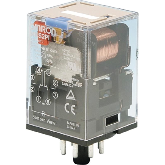 Relais DPDT 10A-250VAC, Ind. méca., Led, BT, 24DC-Lire la description