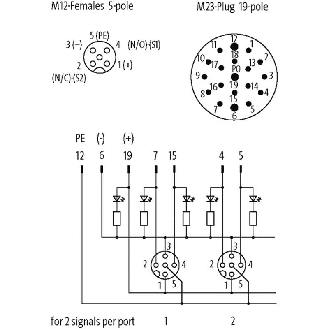 MVP12, 4xM12 5p M23 19p connecteur sur le dessus-Lire la description