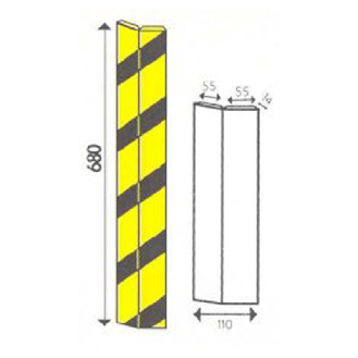 Protection dangle AMORTIFLEX Lot x10 (680x110x14mm) Noir/Jaune-Lire la description