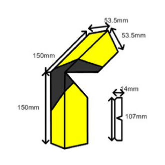 Protection d’angle AMORTIFLEX Lot x10 (300x110x14mm) Noir/Jaune-Lire la description