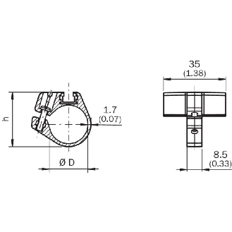 Support de fixation sur vérin cylindrique avec Ø de piston de 32mm-Lire la description