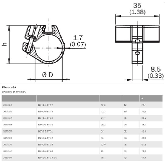 Support de fixation sur vérin cylindrique avec Ø de piston de 20mm-Lire la description