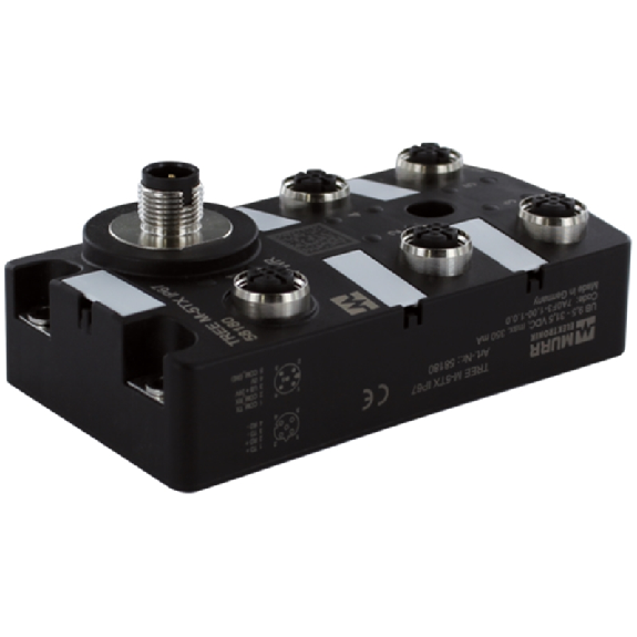 Switch 5-ports M12D (femelle), alim 1× M12A (mâle)-Lire la description