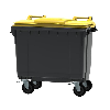 Conteneur 4 roues 660L gris/jaune