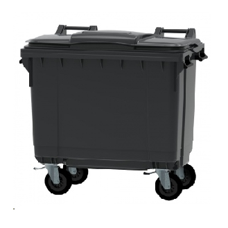 CONTENEUR 4 ROUES 660L GRIS FONCÉ-Lire la description
