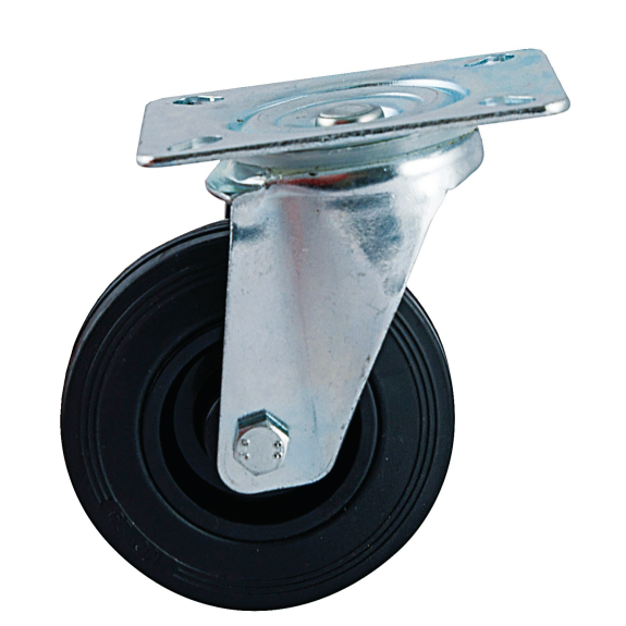 Roulette D100mm caoutchouc noir platine pivotante - AVL - 508832O Roulette D100mm caoutchouc noir platine pivotante - AVL - 508832O-Lire la description