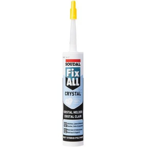 Mastic-colle polymère hybride FIX ALL CRYSTAL cartouche 290 ml - SOUDAL 110980-Lire la description