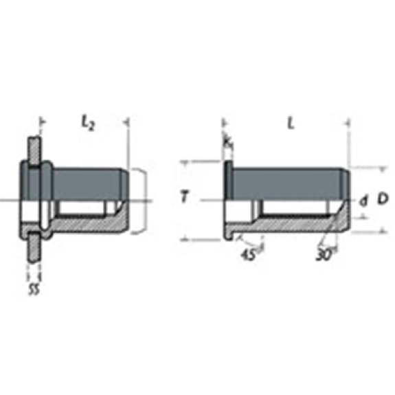 Ecrou a sertir Borgne Cranté Inox M6 C (0.8-1.5)-Lire la description