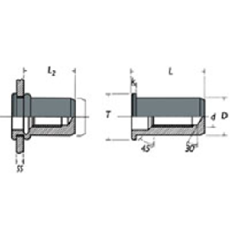 Ecrou a sertir Borgne Cranté Inox M6 LL (1.5-2.5)-Lire la description