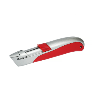 Cutter pour lames trapèze à lame auto-rétractable avec étui de 10 lames - HANGER - 110021-Lire la description