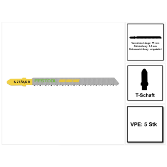 Lame de scie sauteuse WOOD FINE CUT S 75/25 R/5 - FESTOOL - 204259-Lire la description