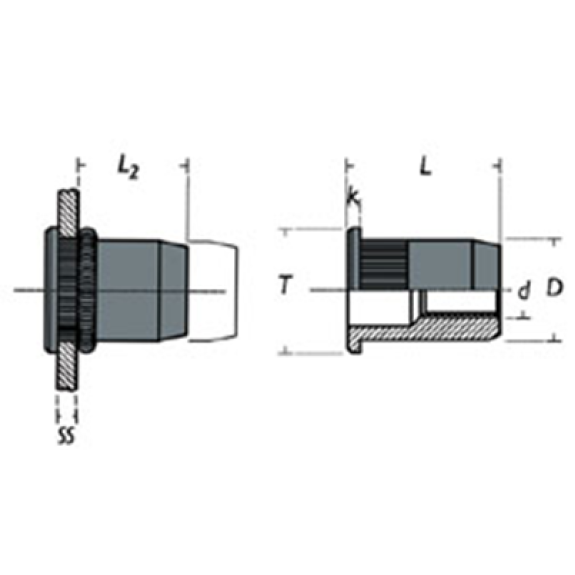 Écrou à sertir Absorbeur Néoprène M3 (0.4-4) Écrou à sertir Absorbeur Néoprène M3 (0.4-4)-Lire la description