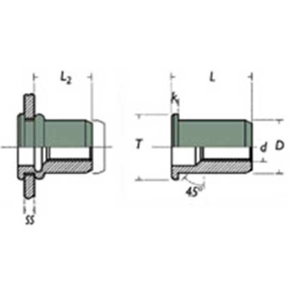 Ecrou a sertir Lisse Acier M6 C (0.5-3.0)-Lire la description