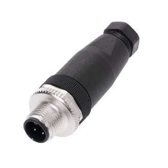M12A Mâle Droit 4p; Bornes à vis (x4) 0.14-0.75mm², Ø4-6mm Pg7-Lire la description