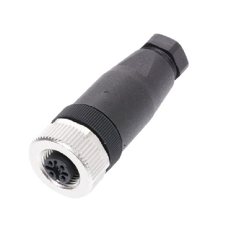 M12A Fem Droit 5p; Bornes à vis (x5), Ø4-6mm Pg7-Lire la description