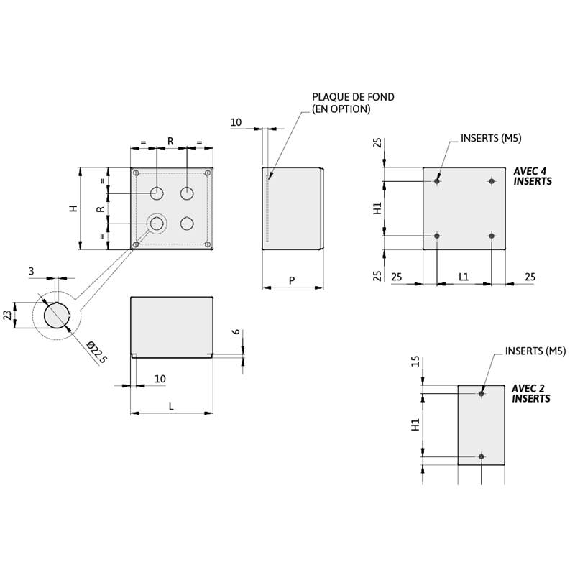 Boîte à boutons JSF 85 150 90 (LxHxP) inox AISI 304, IP66-Lire la description