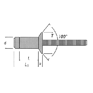 Rivet Lockriv Acier Tête Fraisée 6.4X23.5-Lire la description