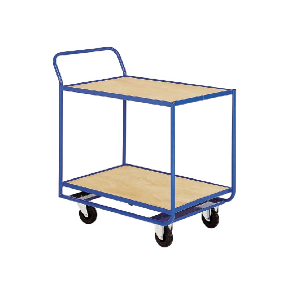 Carrello di movimentazione con 2 ripiani in legno Carrello di movimentazione con 2 ripiani in legno-Leggi tutto