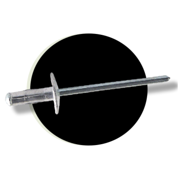 Rivet Multiserrage Aluminium Tige Acier Tête Large 4X17 Noir-Lire la description