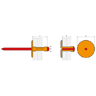 Rivet Multiserrage Aluminium Tige Acier Tête Large 3.2X8-Lire la description