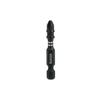 Boite de 10 embouts impact 1/4'' cruciforme PH2 longueur 50 mm - HANGER - 134073-Lire la description