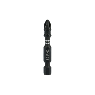 Boite de 10 embouts impact 1/4'' cruciforme PH2 longueur 50 mm - HANGER - 134073-Lire la description