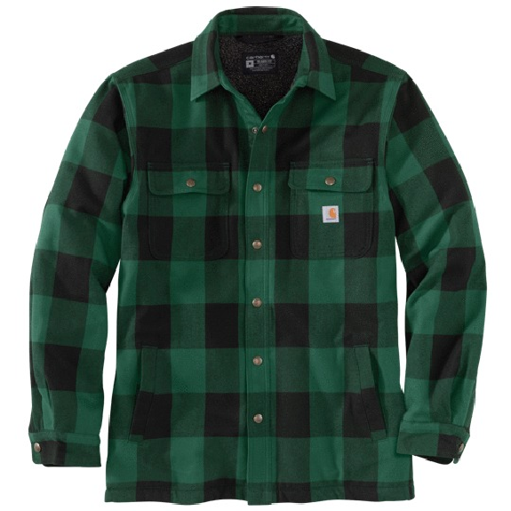 Chemise à carreaux flanelle doublée Sherpa JAC T2XL vert/noir - CARHARTT - S1104911G54XXL-Lire la description