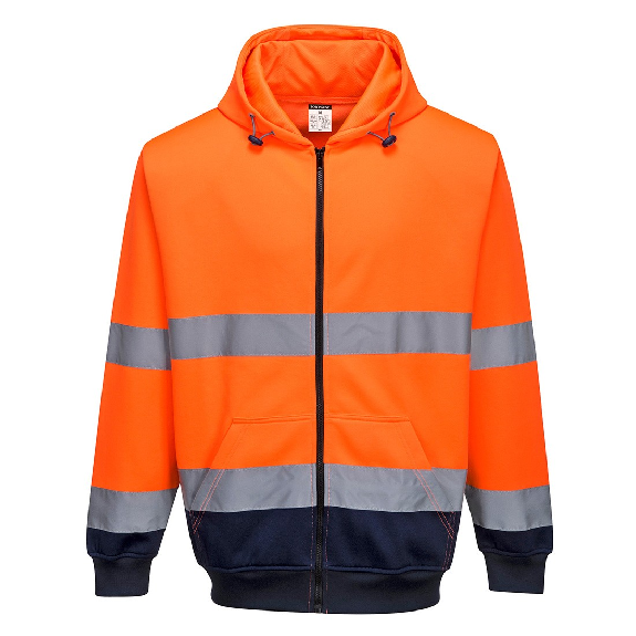 Portwest - Sweat-shirt à capuche bicolore HV à zip - B317 Portwest - Sweat-shirt à capuche bicolore HV à zip - B317-Lire la description