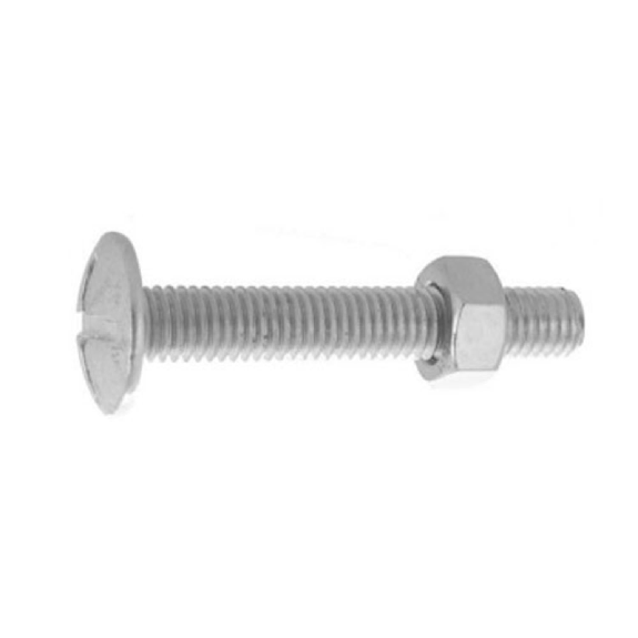 Boulon poelier à tête ronde large fendue en croix acier zingué blanc classe 4.8 NFE 25128/DIN 555 10X80 boîte de 50 - 80310080-Lire la description