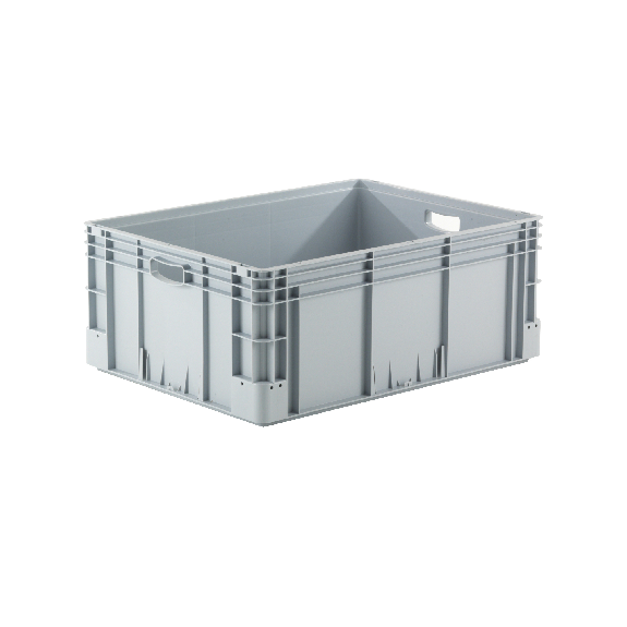 Bac gerbable norme europe poignées ouvertes gris 132L - 80 x 60 x 32cm-Lire la description