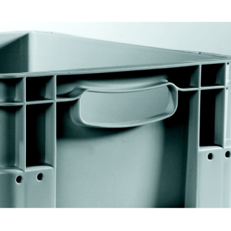 Bac gerbable norme europe poignées ouvertes gris 132L - 80 x 60 x 32cm-Lire la description