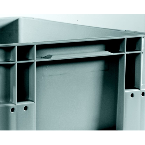 Bac gerbable norme europe poignées ouvertes gris 132L - 80 x 60 x 32cm-Lire la description