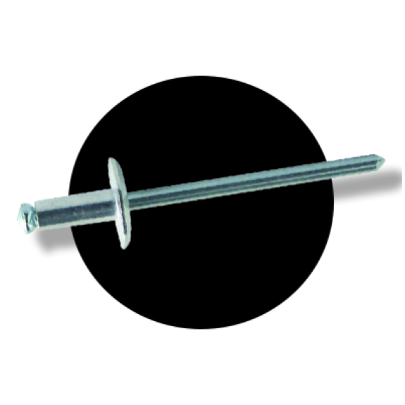 Rivet Eclaté Aluminium Tige Acier Tête Large 4.8X16 Noir-Lire la description