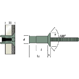 Rivet Magnariv Acier Tête Fraisée 6.4X16.7-Lire la description
