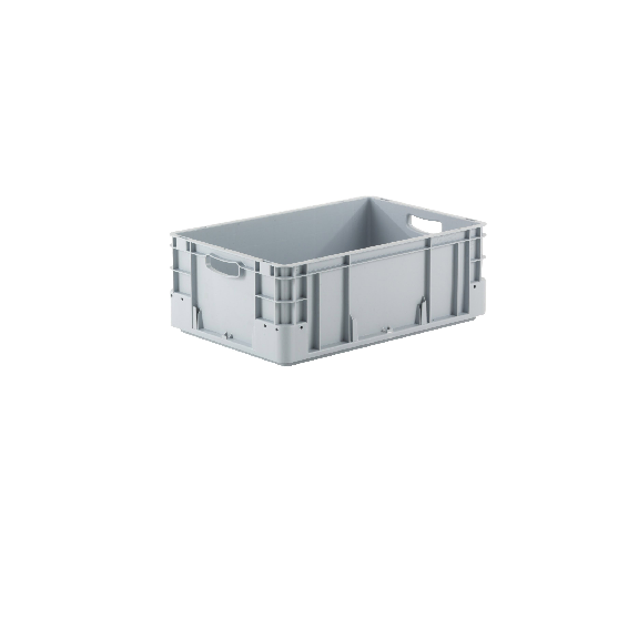 Bac gerbable norme europe poignées ouvertes gris 40L - 60 x 40 x 22cm-Lire la description