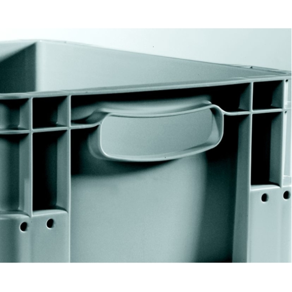 Bac gerbable norme europe poignées ouvertes gris 20L - 60 x 40 x 12cm-Lire la description