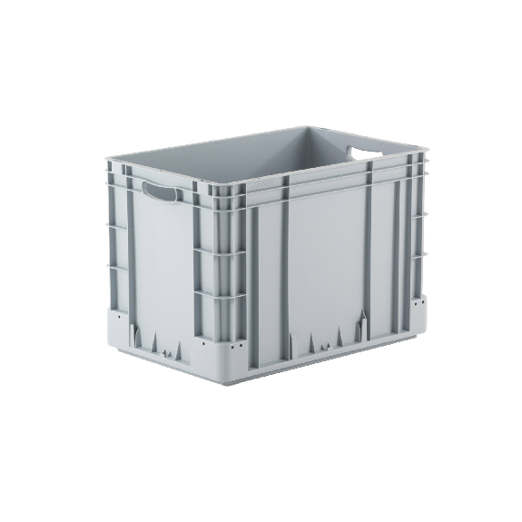 Bac gerbable norme europe poignées ouvertes gris 80L - 60 x 40 x 42cm-Lire la description