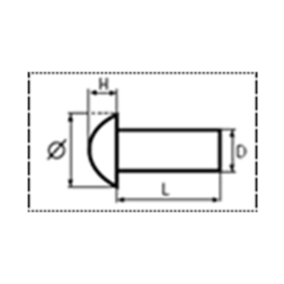 Rivet a frapper Aluminium Tête Ronde 2X5 NFE 27153-Lire la description