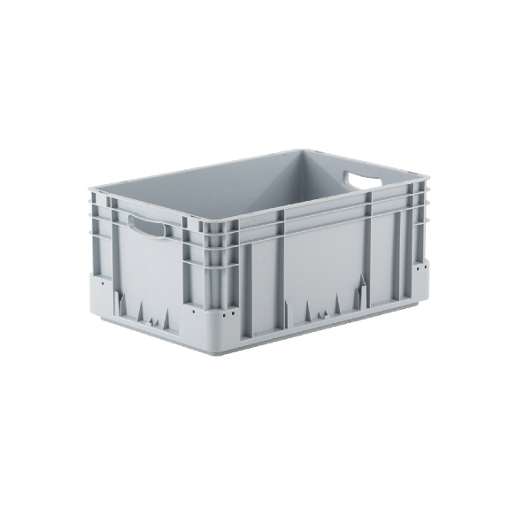 Bac gerbable norme europe poignées ouvertes gris 50L - 60 x 40 x 27cm-Lire la description