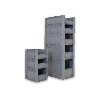 Bac gerbable à ouverture frontale qualité alimentaire gris 81L - 60 x 40 x 42cm-Lire la description