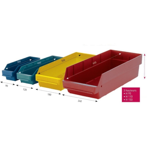 Bac probox à cloisons amovibles profondeur 500 longueur 180 haut 95 mm - par 20-Lire la description