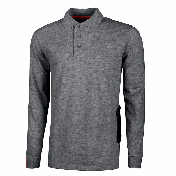 U-Power - Polo manches longues gris foncé Slim LIVE-Lire la description