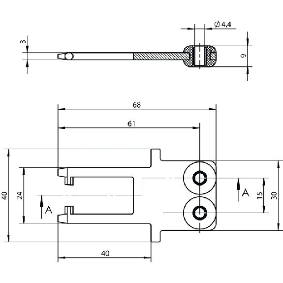 Languette en acier inoxydable pour interrupteurs de sécurité NX/TX-Lire la description