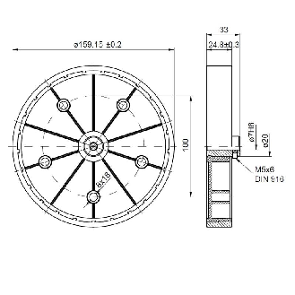 Roue de mesure 50cm de dév. alésage Ø12mm, revêt. synt lisse 25mm-Lire la description